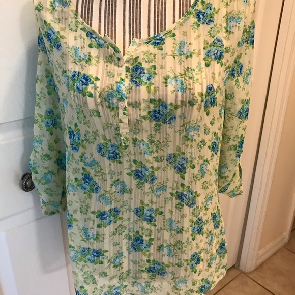Bobbie Brooks Blue Green Sheer top size med - Picture 3 of 9